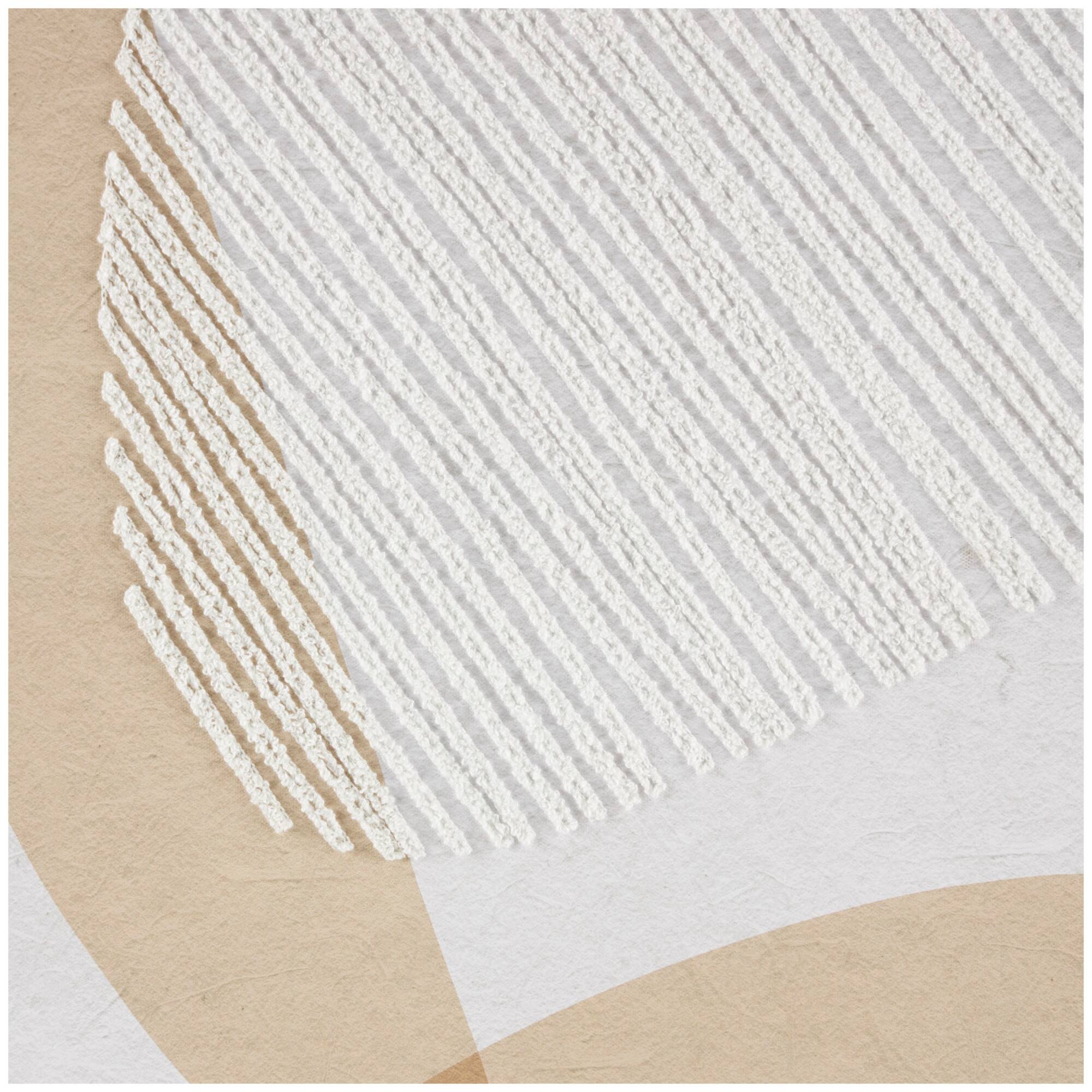 Brown & White Wooden & Fabric Abstract Overlapping Shapes Wall Décor